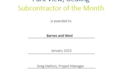 Keepmoat Homes Midlands Subcontractor of the Month January 2023