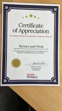 Click Here To Enlarge This Photo Of Customer Care award for Barnes & West
